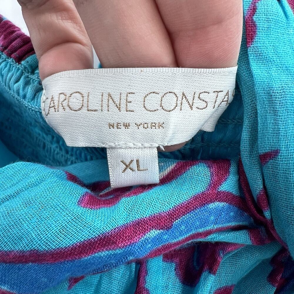 Caroline Constas Turquoise Floral Cotton Criss Cross Halter Maxi Dress Womens XL - Picture 7 of 8